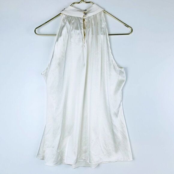 Cache Women’s Size L 100%Silk Jewels Halter Neck Satin Pearl Color - Picture 5 of 7
